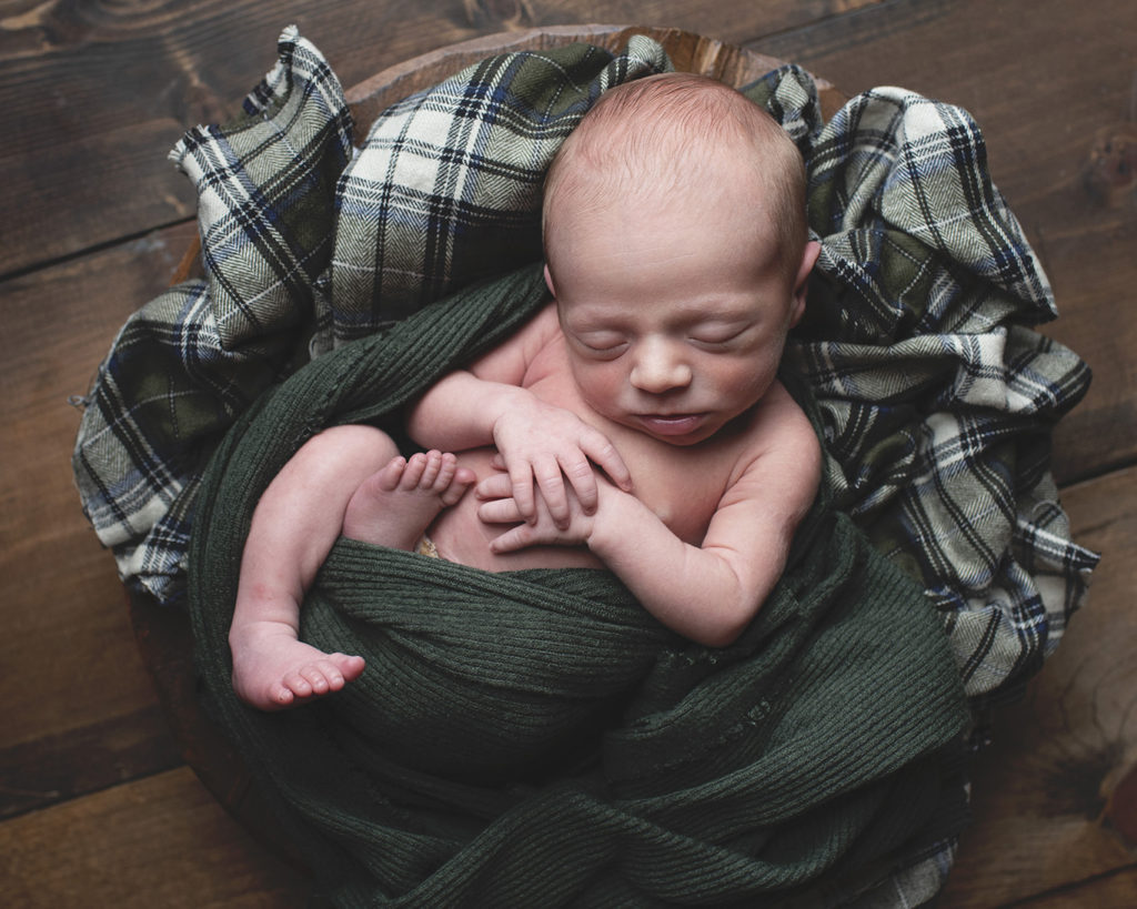 newborn boy flannel green 